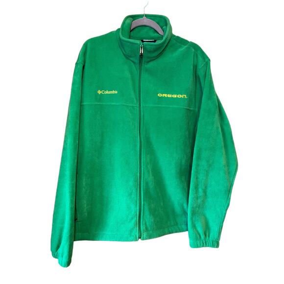 Columbia Other - Columbia Mens Green Full Zip Mock Neck Soft Fleece Oregon Ducks Size XL